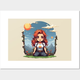 Pixel Girl Sun Posters and Art